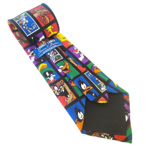 Looney Tunes Postage Stamp Collection Men's Necktie Tweety Bird Roadrunner - Picture 4 of 8